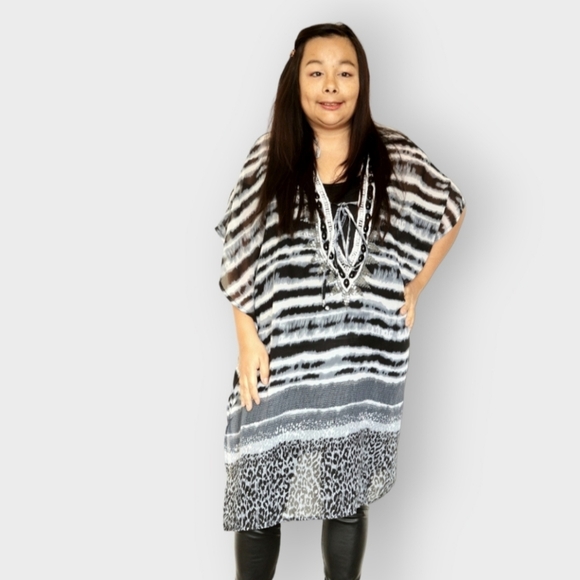 SPIAGGIA DOLCE WOMENS XL GREY STRIPED TUNIC - Picture 8 of 8